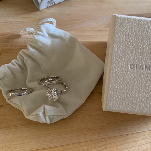 Diamonique Jewelry - Diamonique wedding ring set, sz 6 sterling silver